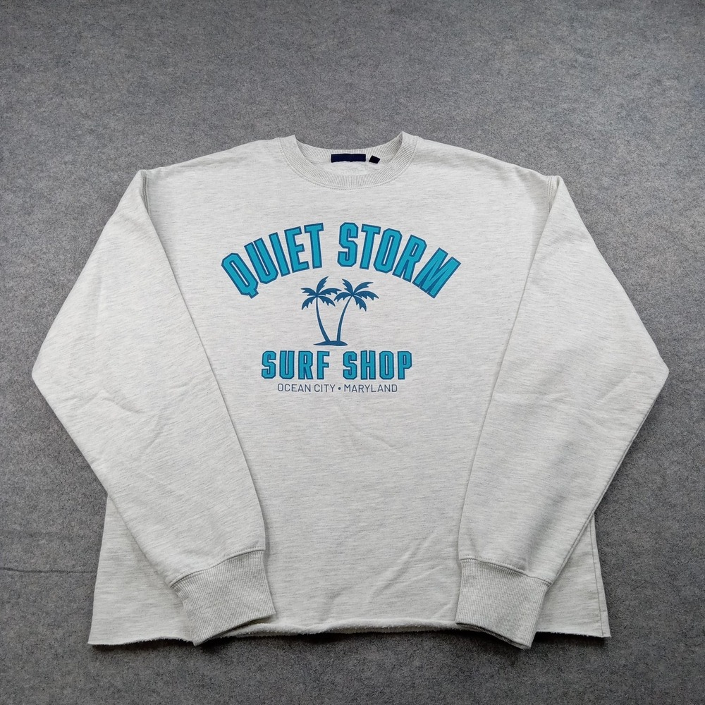 Quiet Storm Sweatshirt Mens Large Gray Surf Shop‎ Ocean City Maryland Graphic